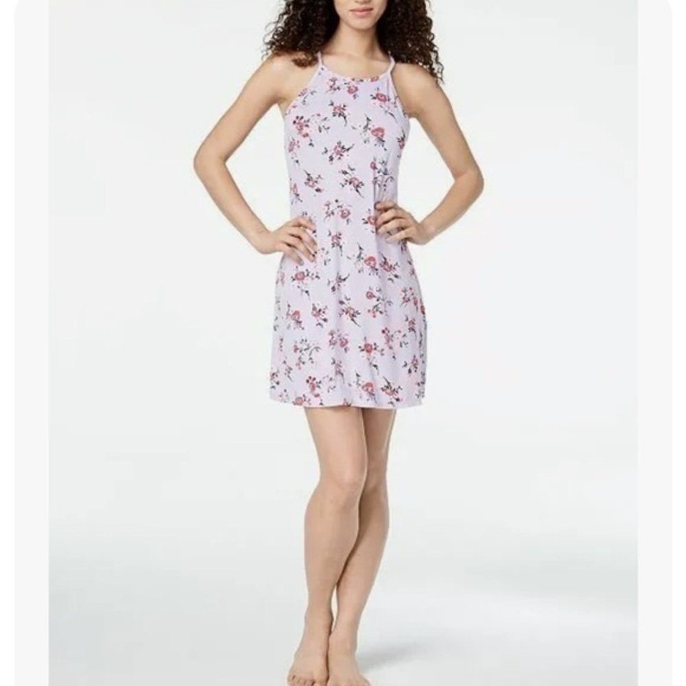 Alfani High-Neck Floral Print Chemise Bouquet Lilac X-Large